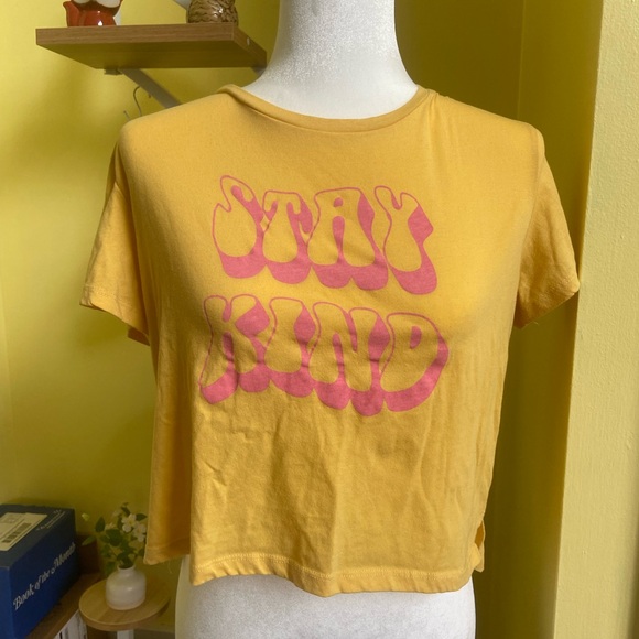 STAY KIND YELLOW CROP TOP - Picture 1 of 3